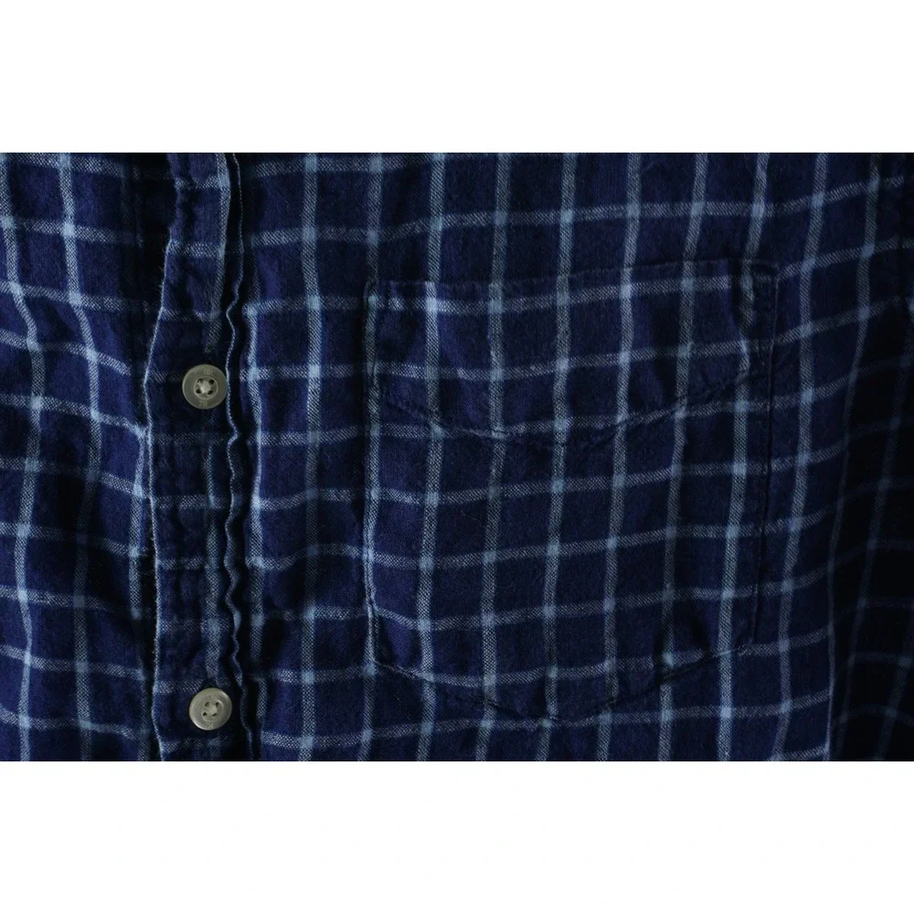 Banana Republic Camden 100% Linen Men's Medium Blue‎ Check Button Down Shirt